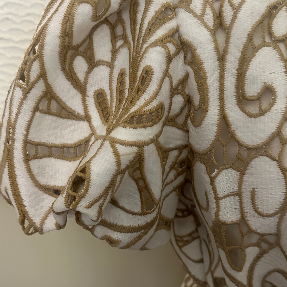 Solitaire White and Gold Lace-Effect Maxi Dress - Picture 4 of 12